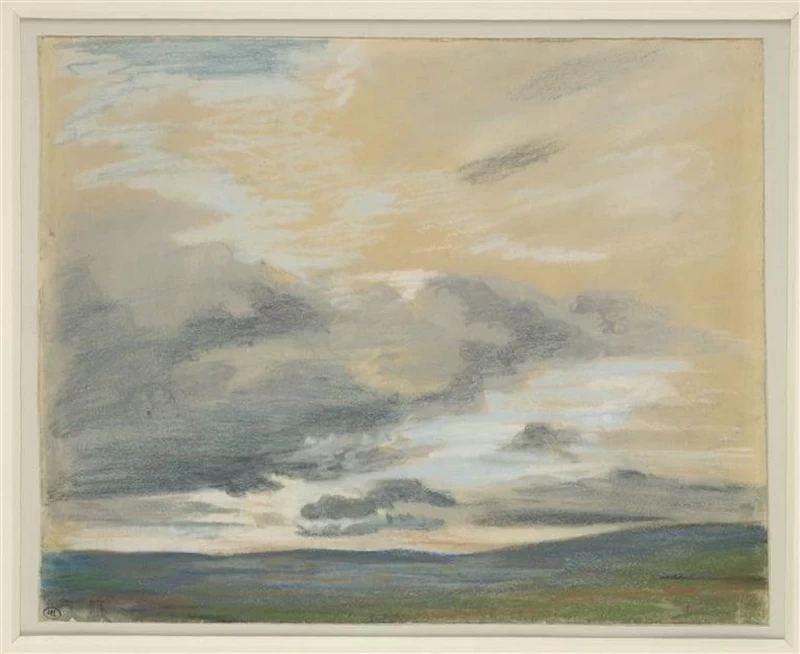 Lago sotto un grande cielo carico di nuvole al tramonto - Museo del Louvre, Parigi
